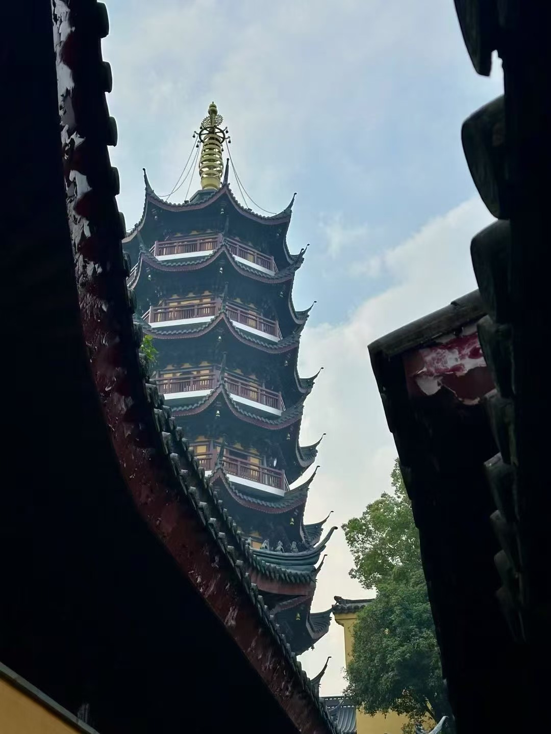 从屋檐之间仰望古塔